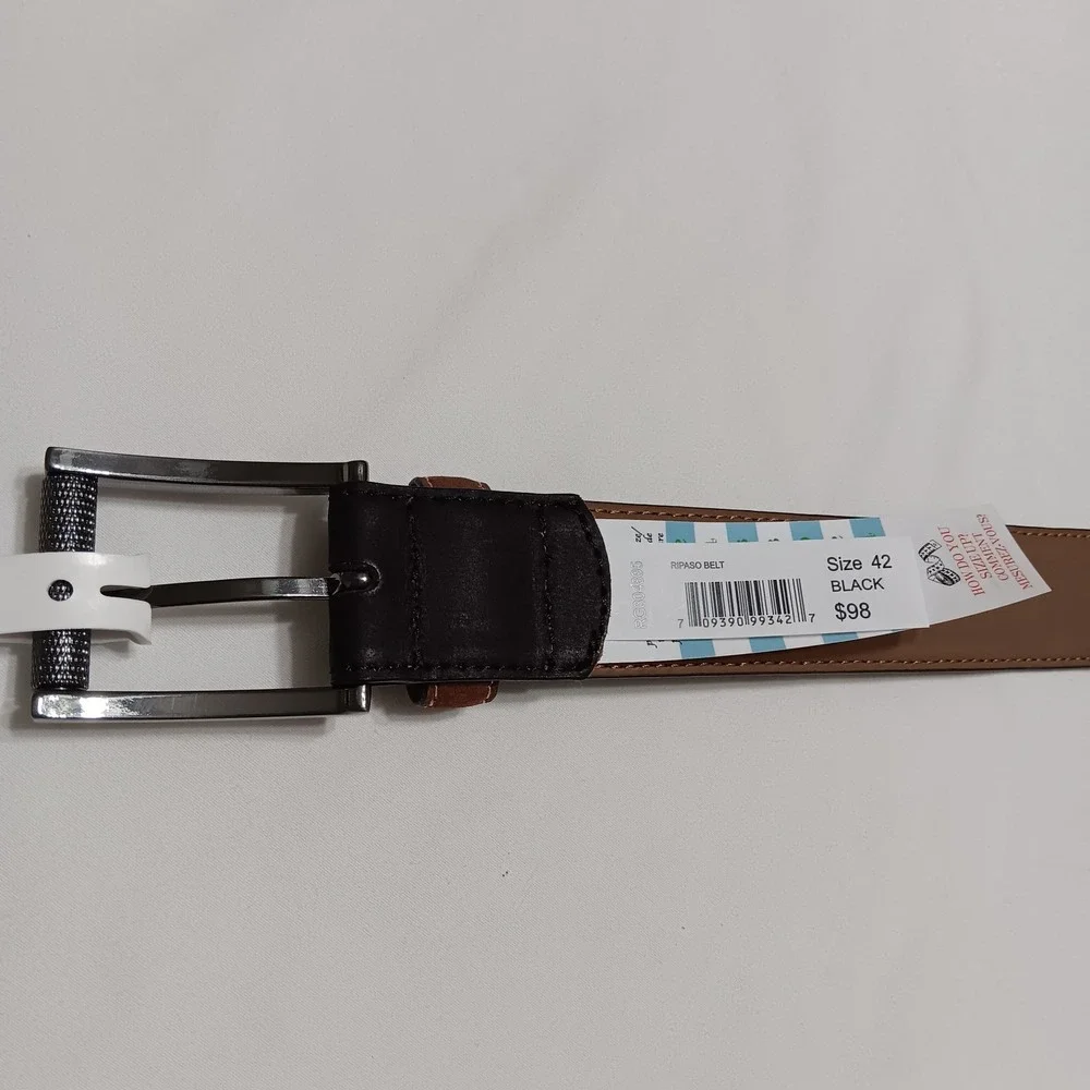 Robert Graham Men's Ripaso Black Genuine Leather Belt‎ Size 42